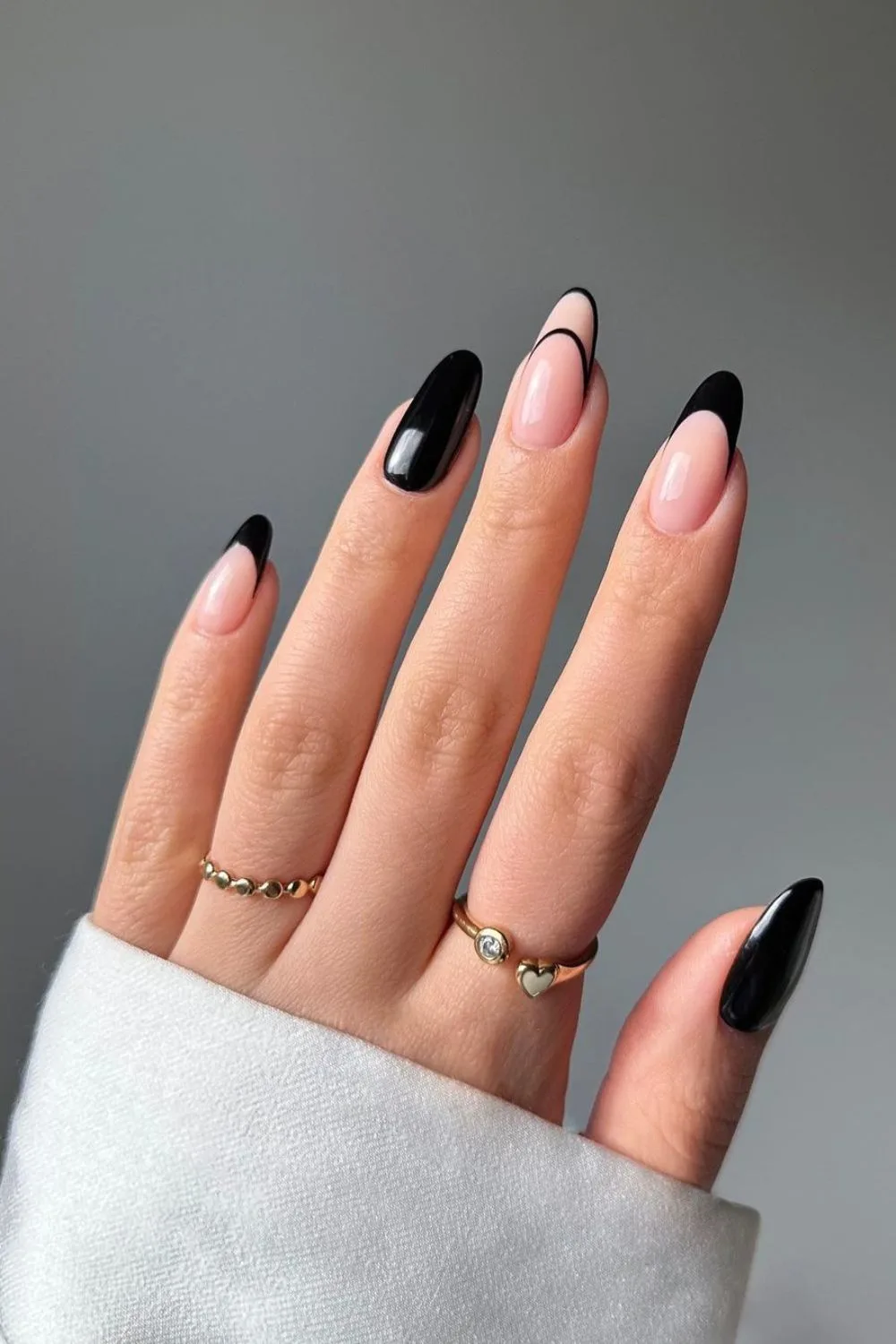 Mixed black french nails