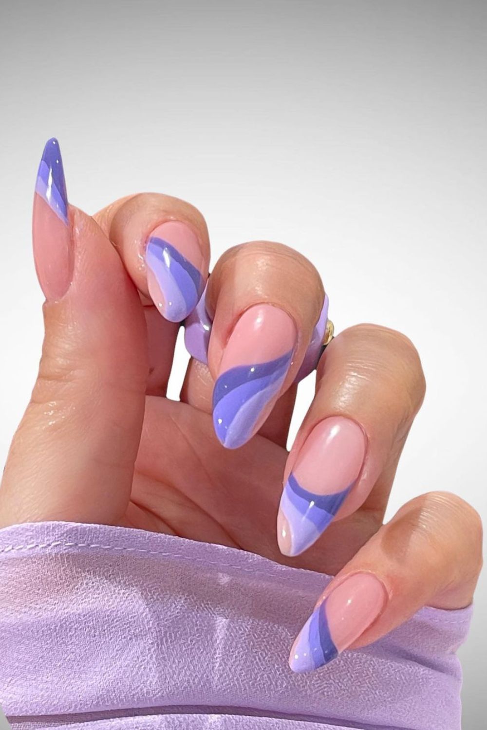 Nails with Purple gradient waves