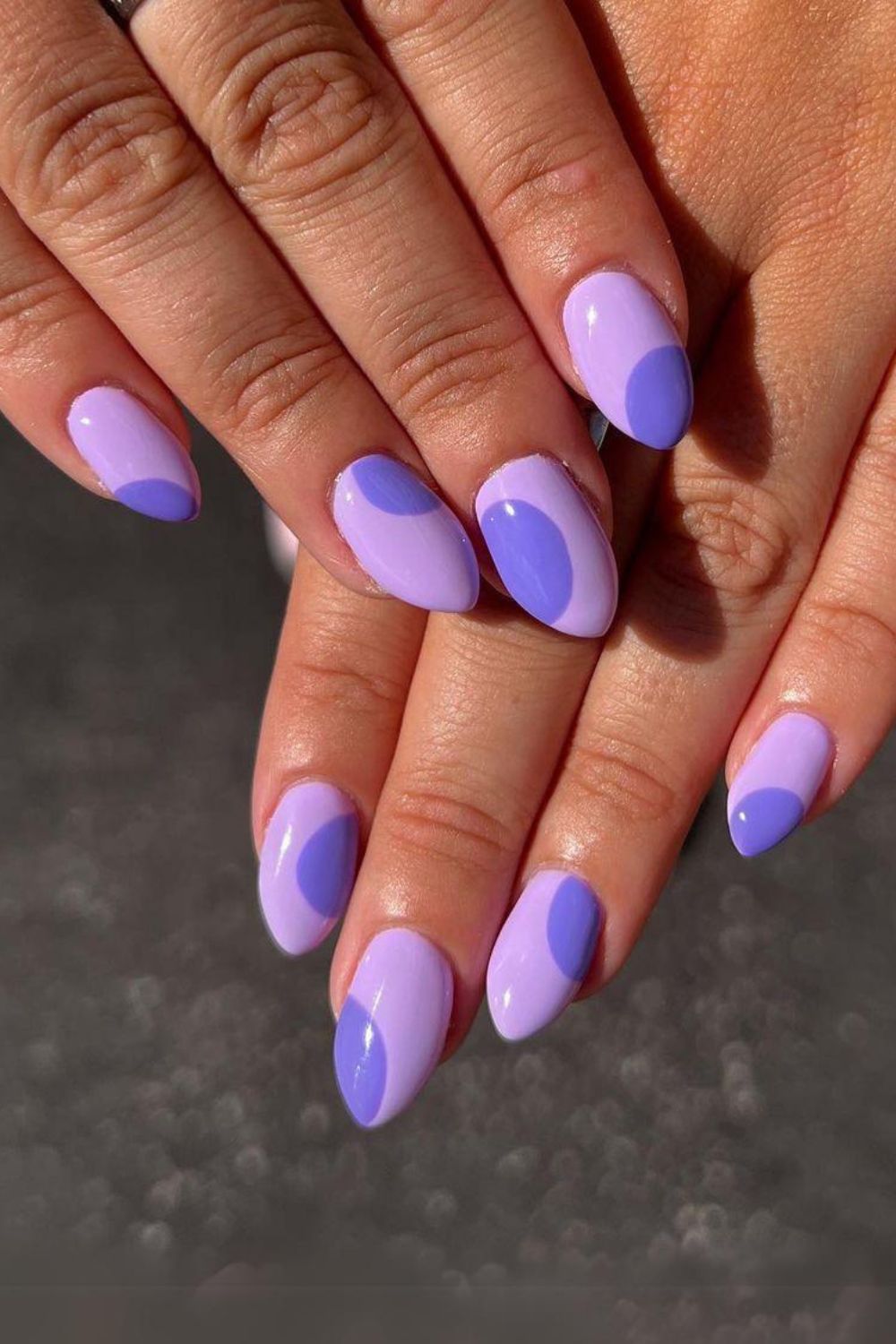 Nails with two shades of purple