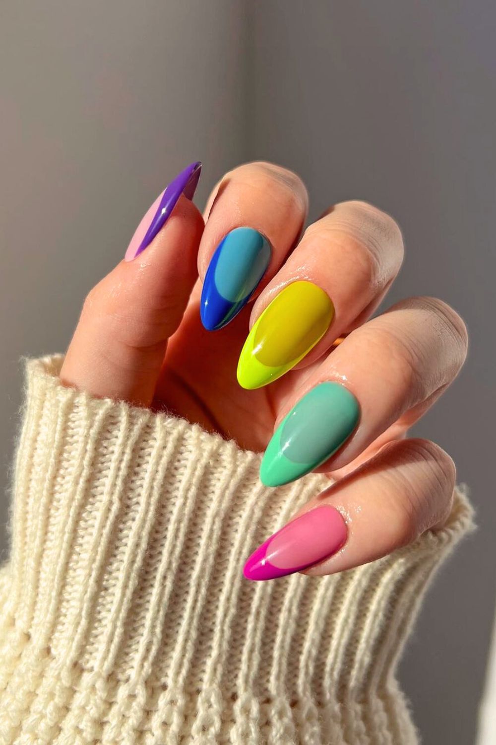 Neon jelly french tips