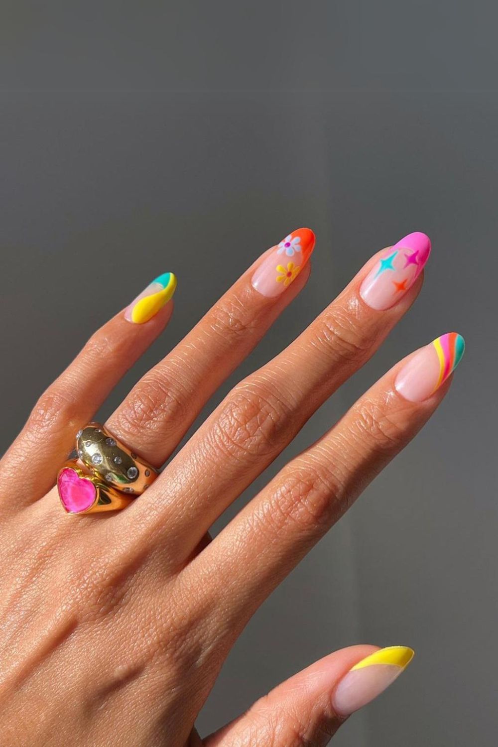 Neon mix-and-match nails