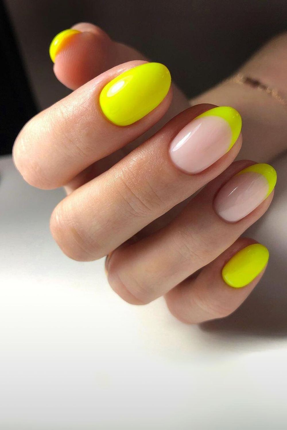 Neon yellow french mani