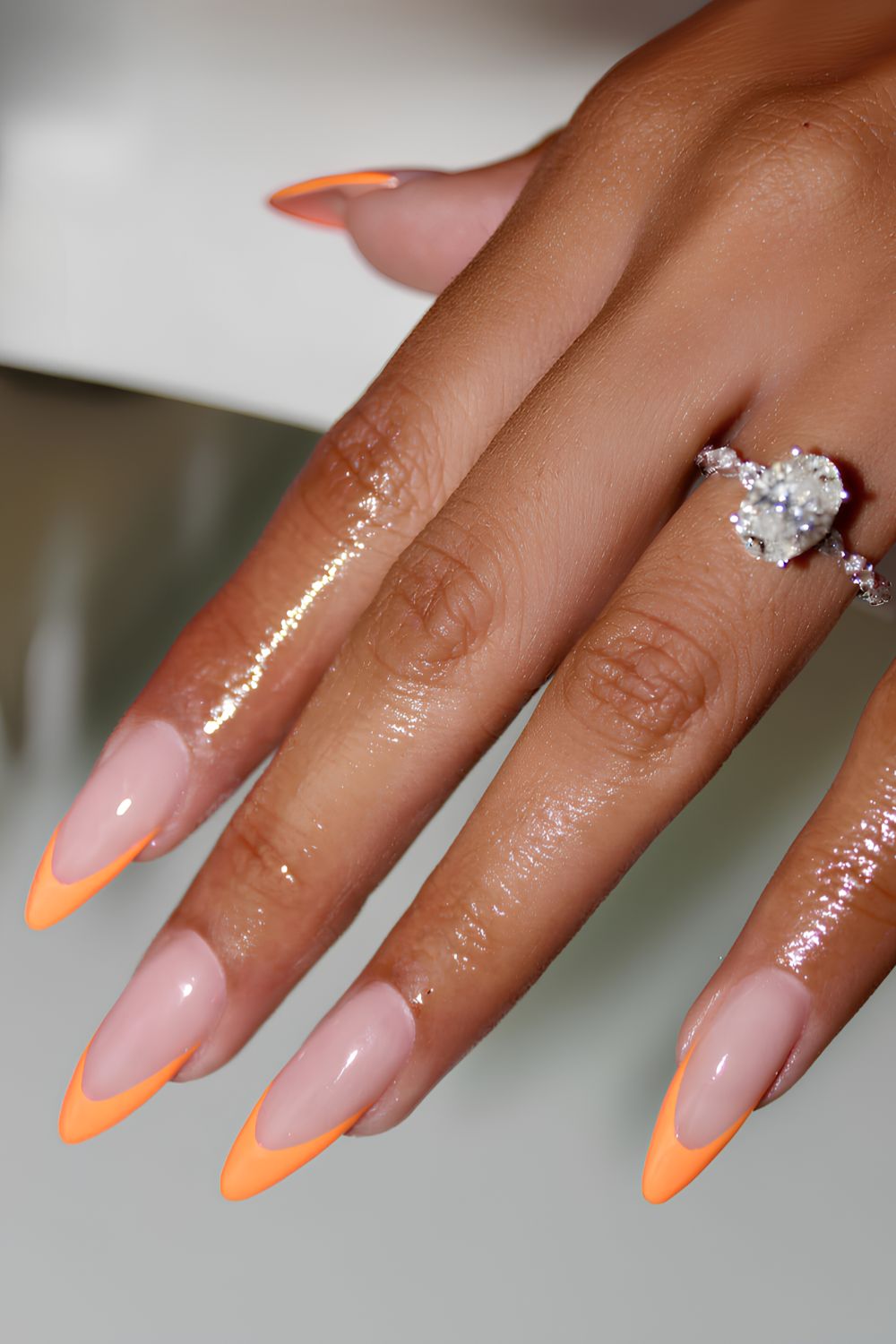 Orange French tip nail design