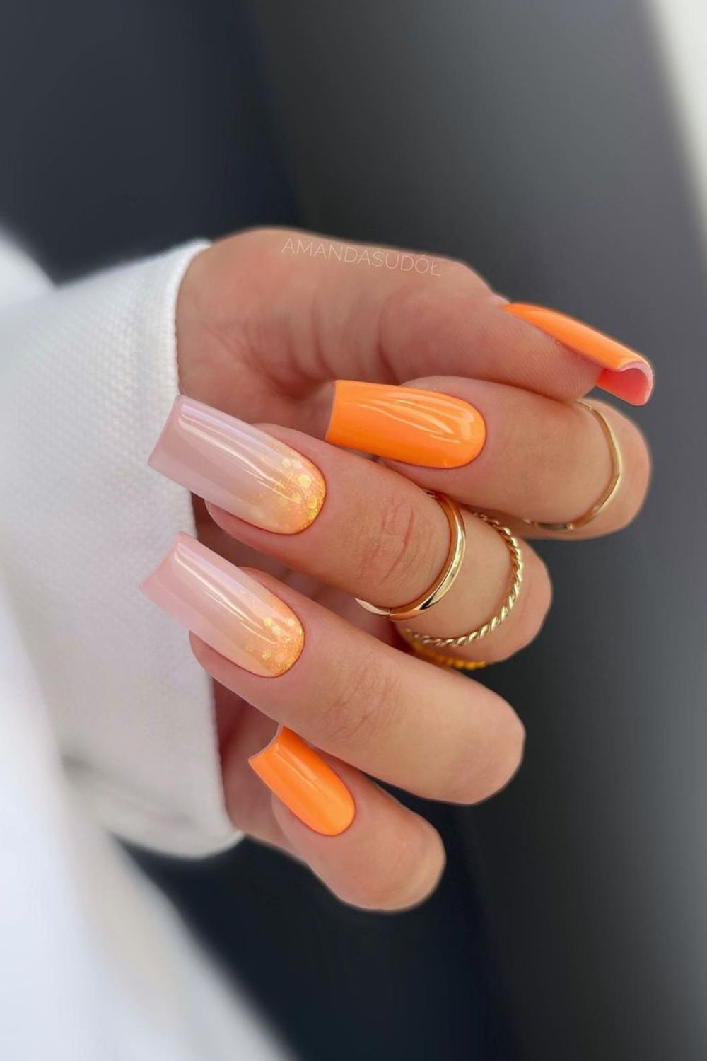 Orange gradient nails