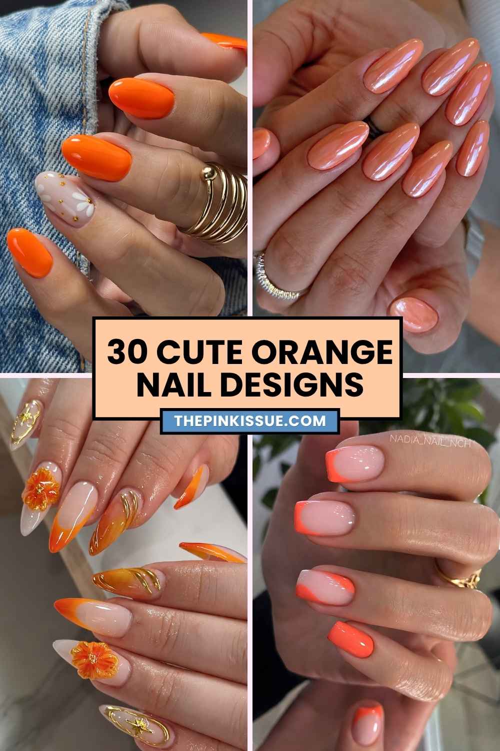 Orange nail inspo Pinterest