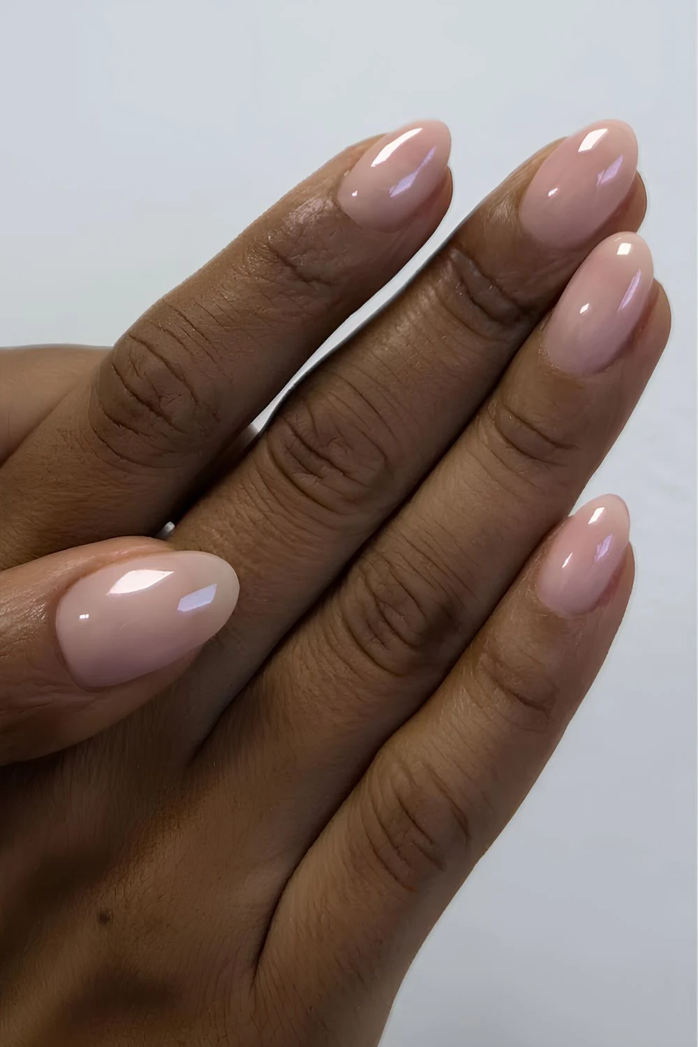 Oval nude pink manicure