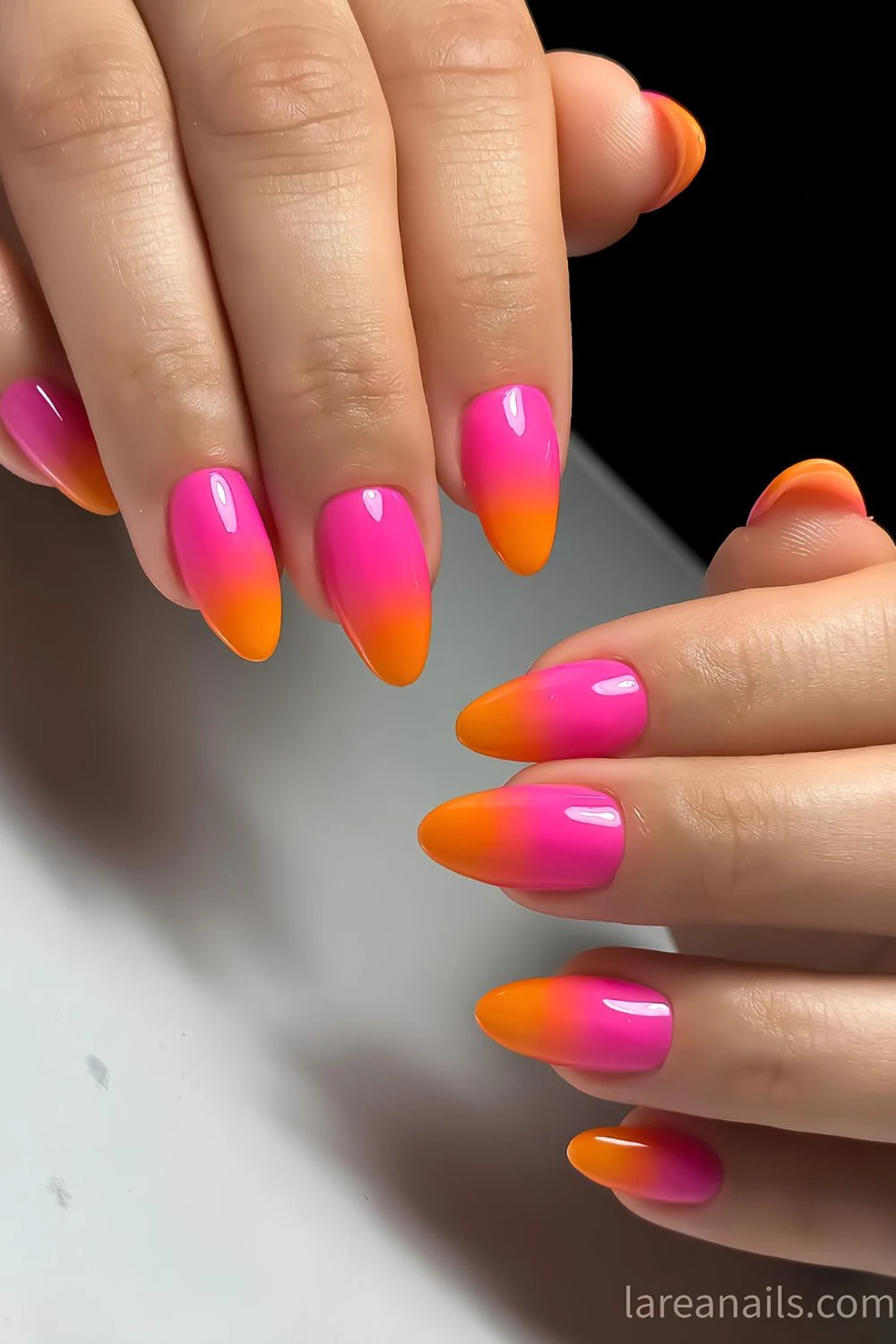 Pink and orange blended mani