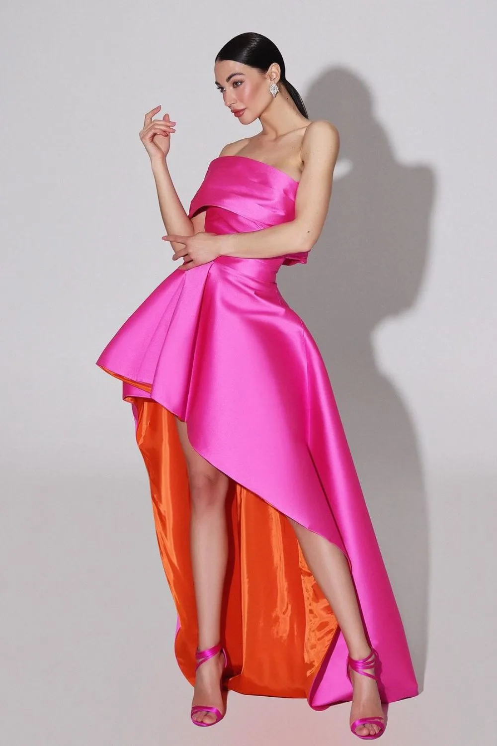 Pink and orange high-low dress