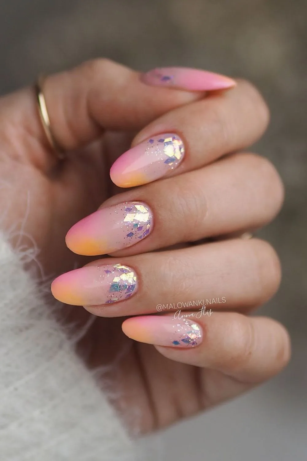 Pink and orange princess nails