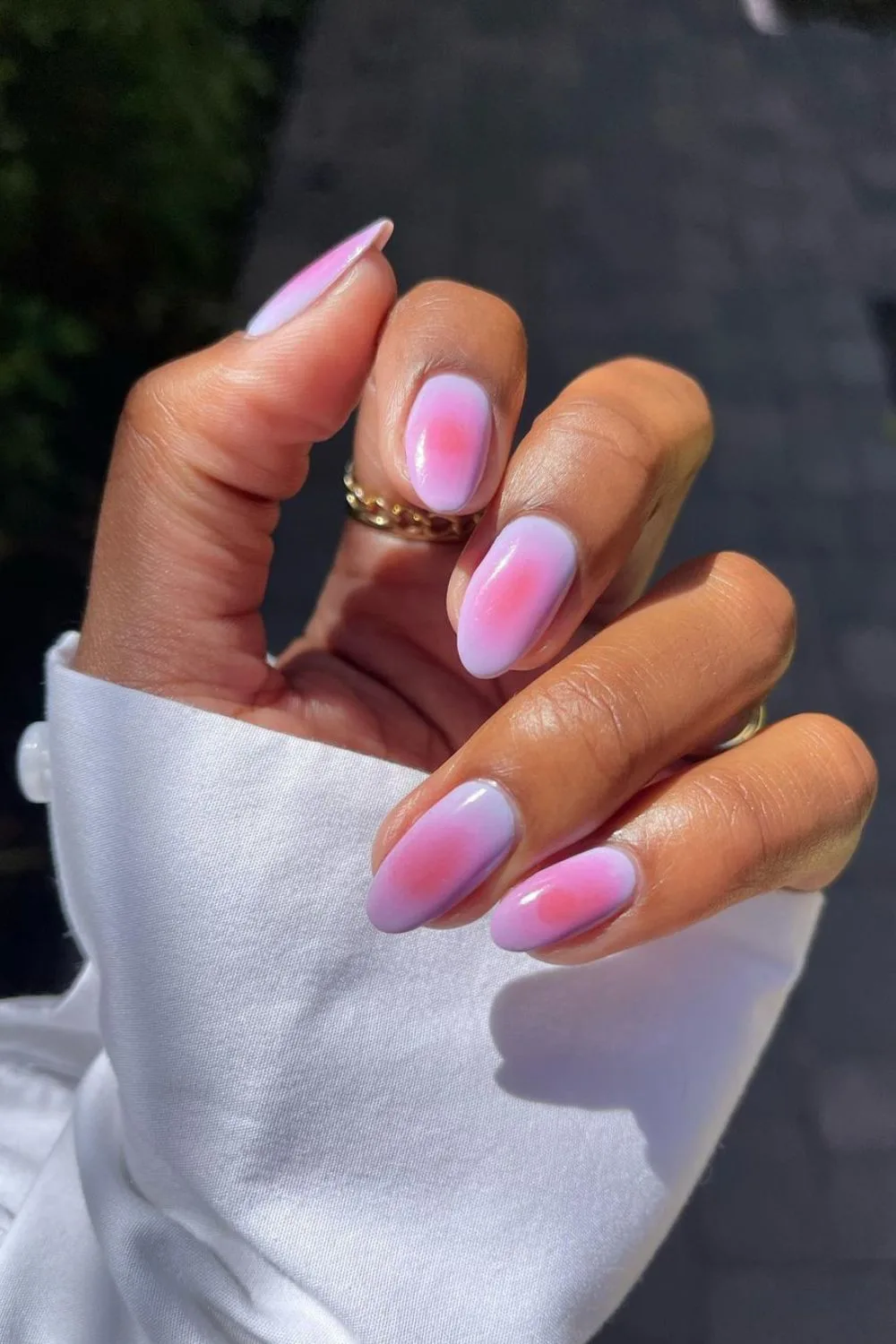 Pink and purple aura nails