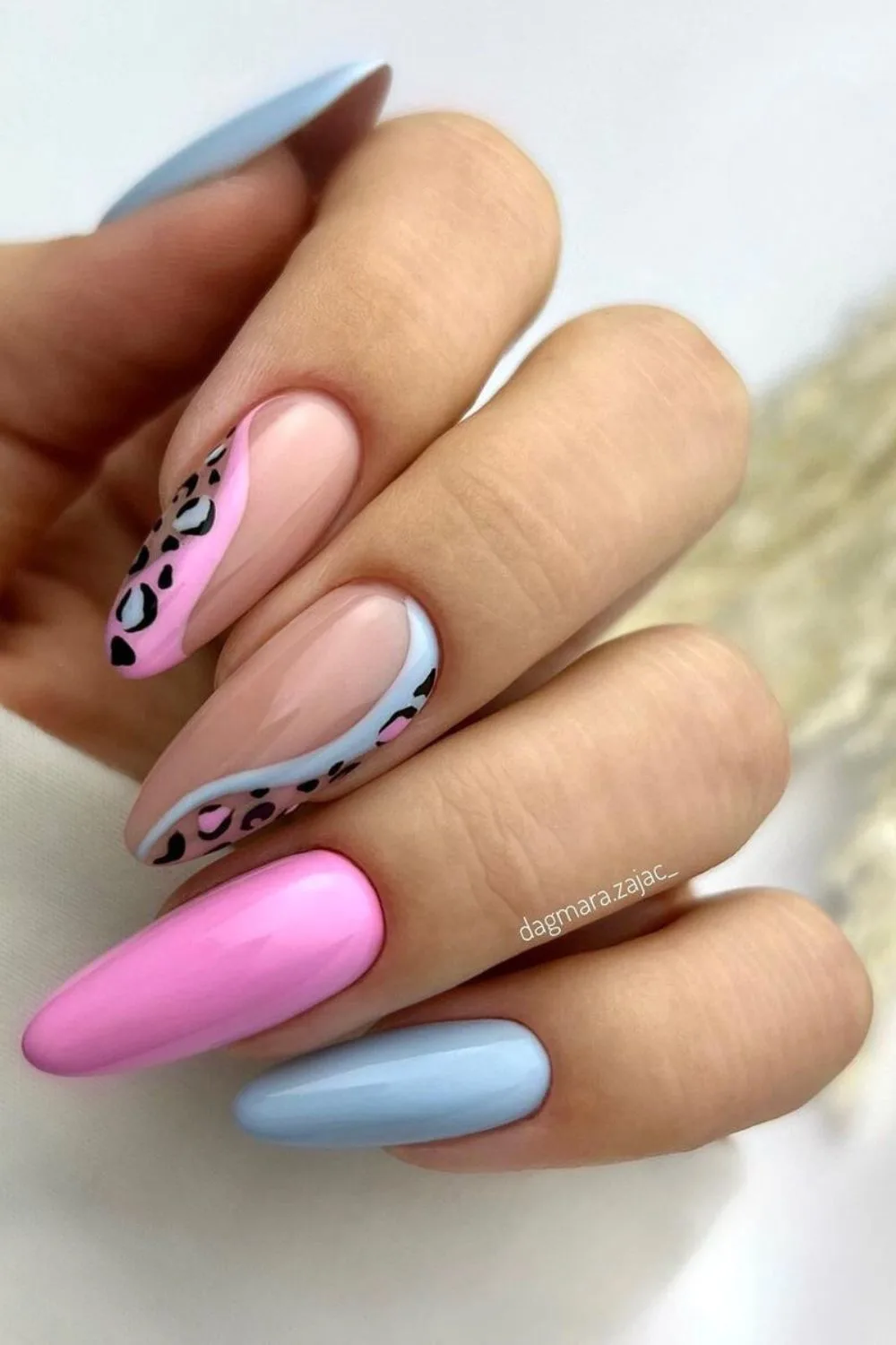 Pink blue and leopard swirls