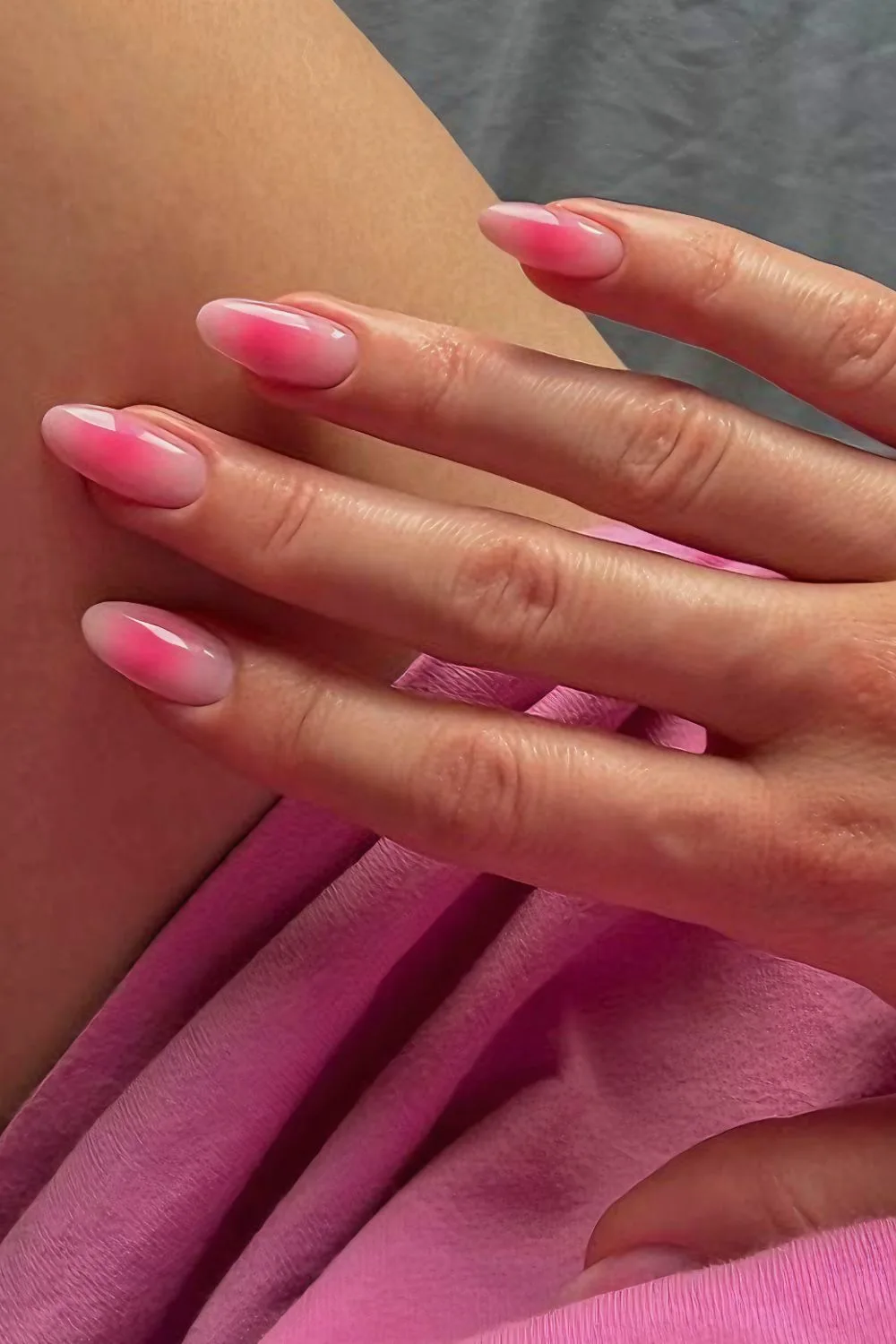 Pink blush chrome nails