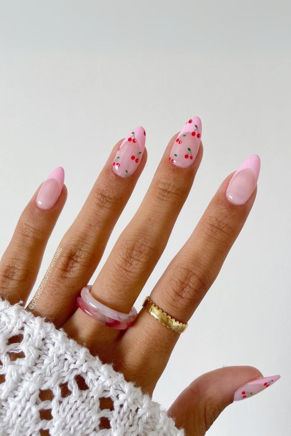 Pink french with cherry details