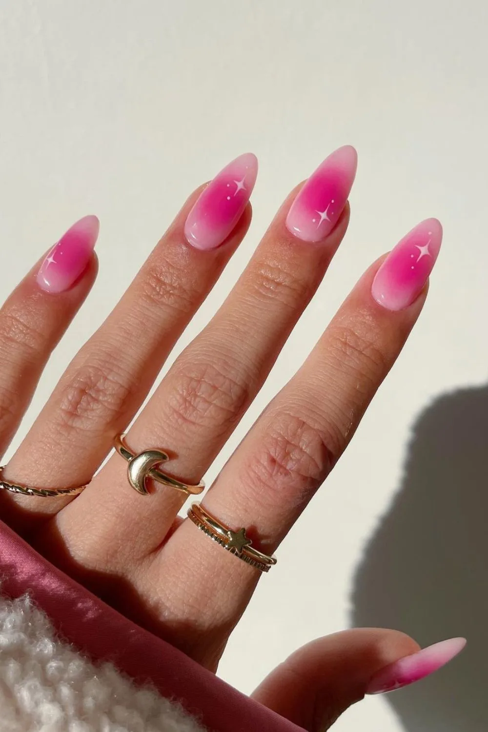 Pink gradient aura nails