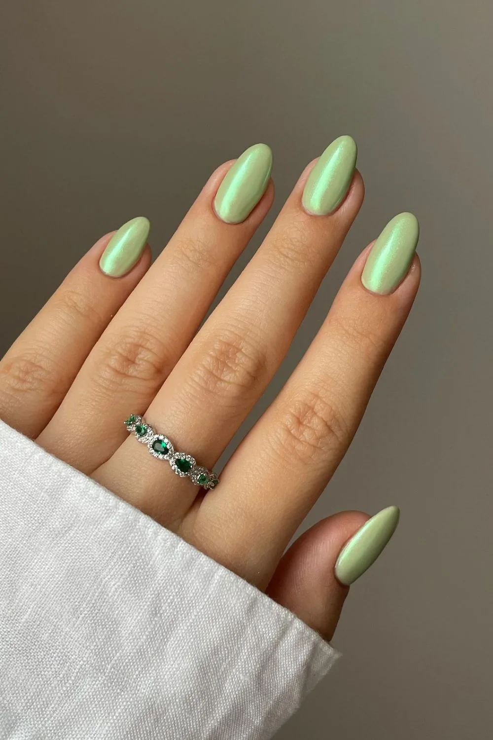 Pistachio chrome nails