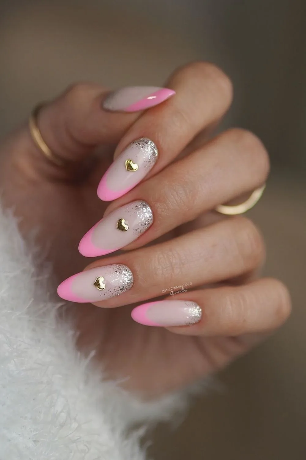 Princess nails with hearts