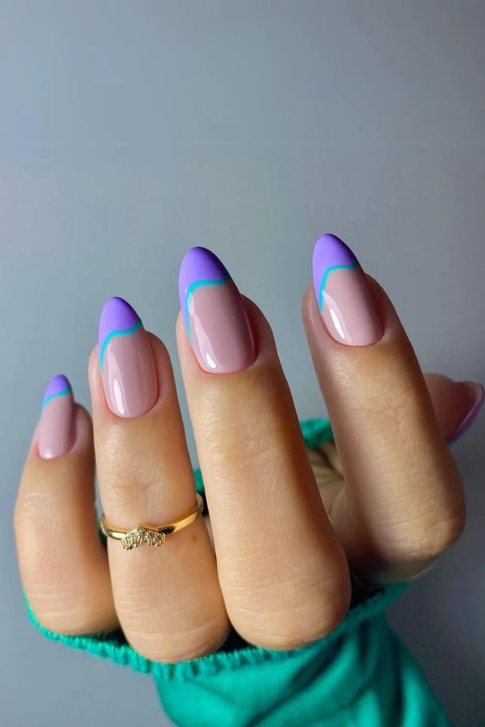 Purple and blue french tip nails