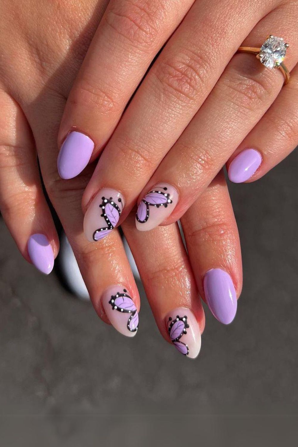 Purple butterfly nails