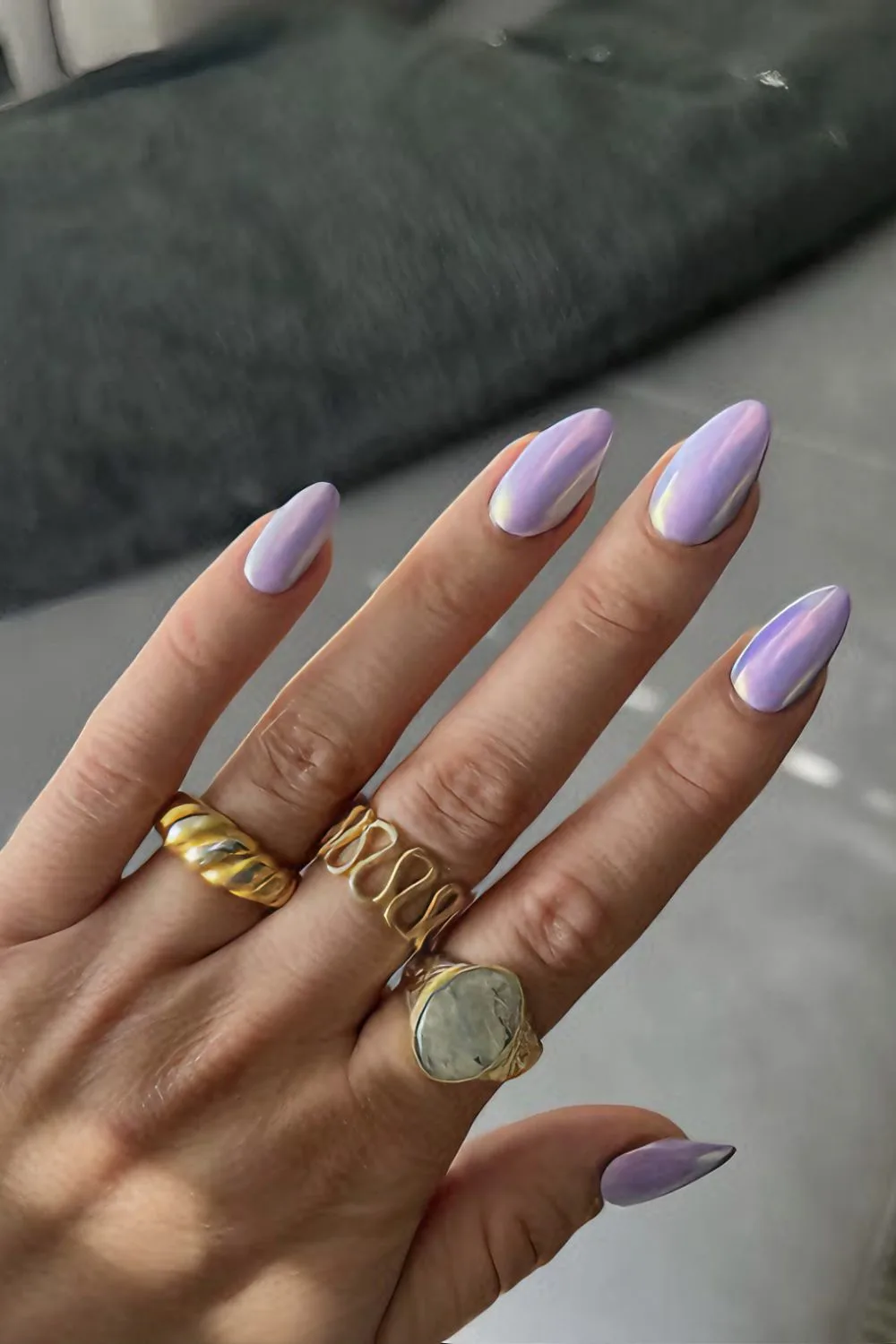 Purple chrome nails