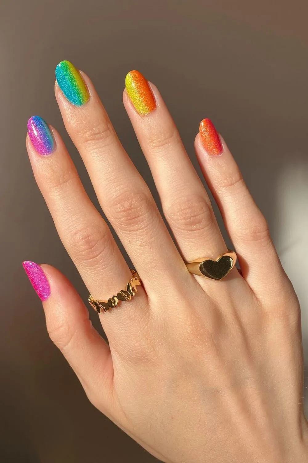 Rainbow jelly nails