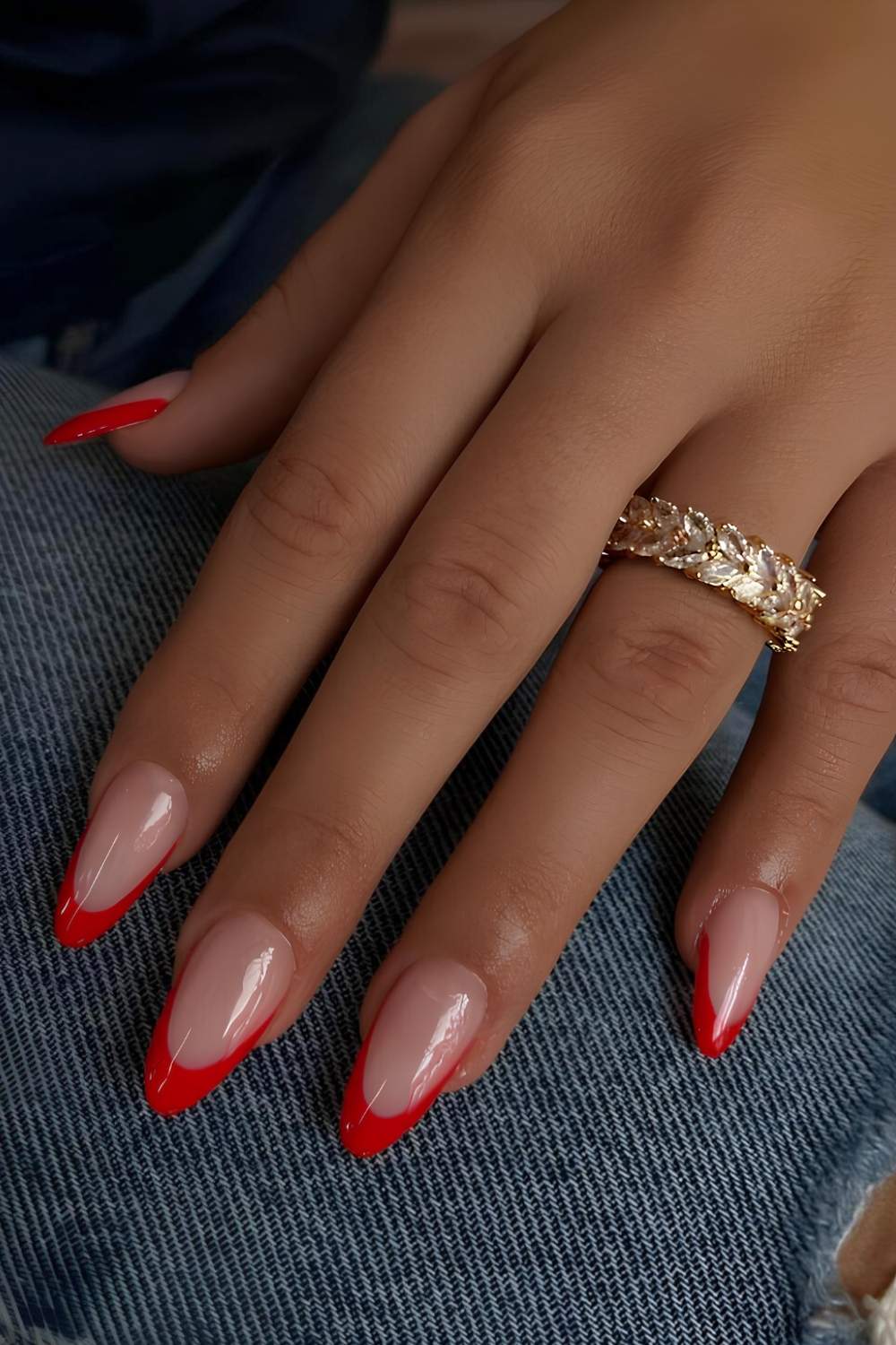 Red French chrome manicure