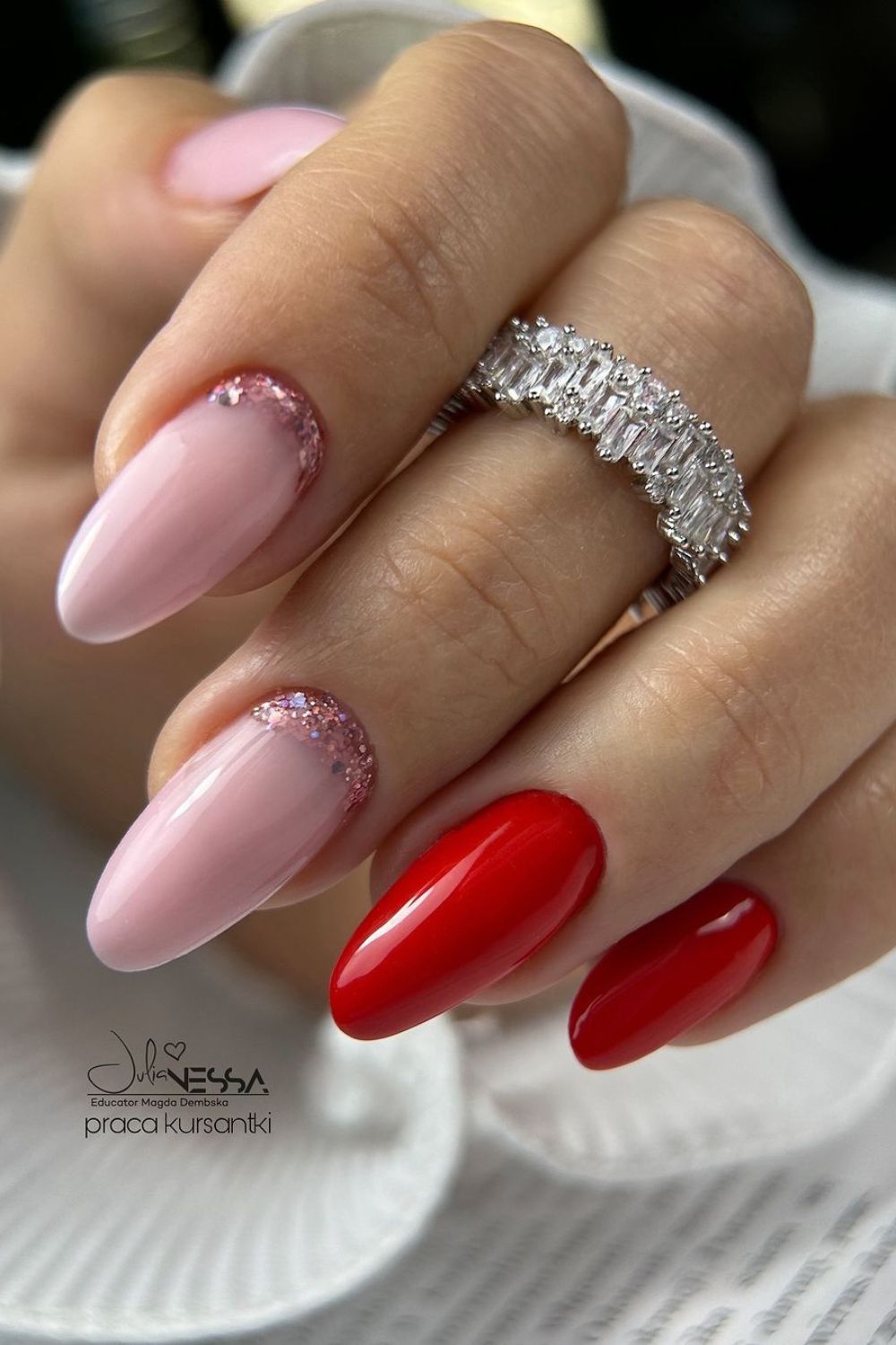 Red and pink princess nails