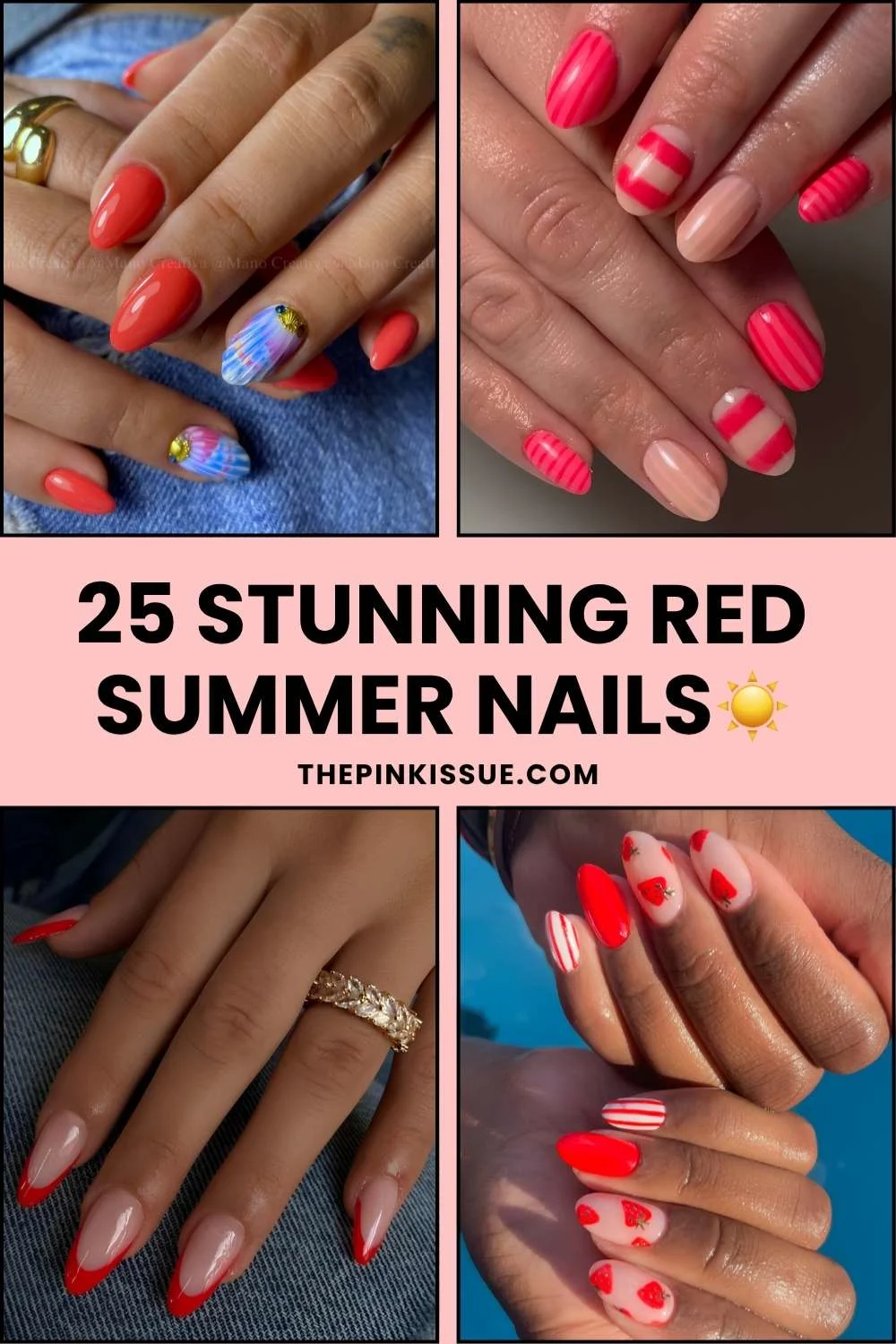 Red summer nail ideas Pinterest
