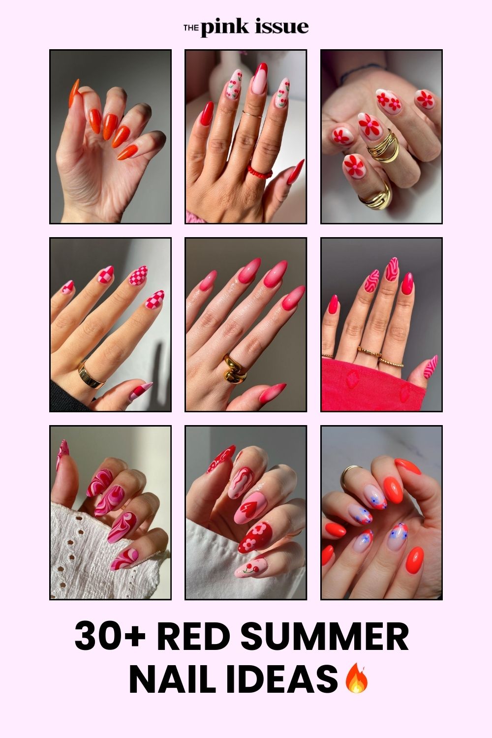 Red summer nail ideas Pinterest