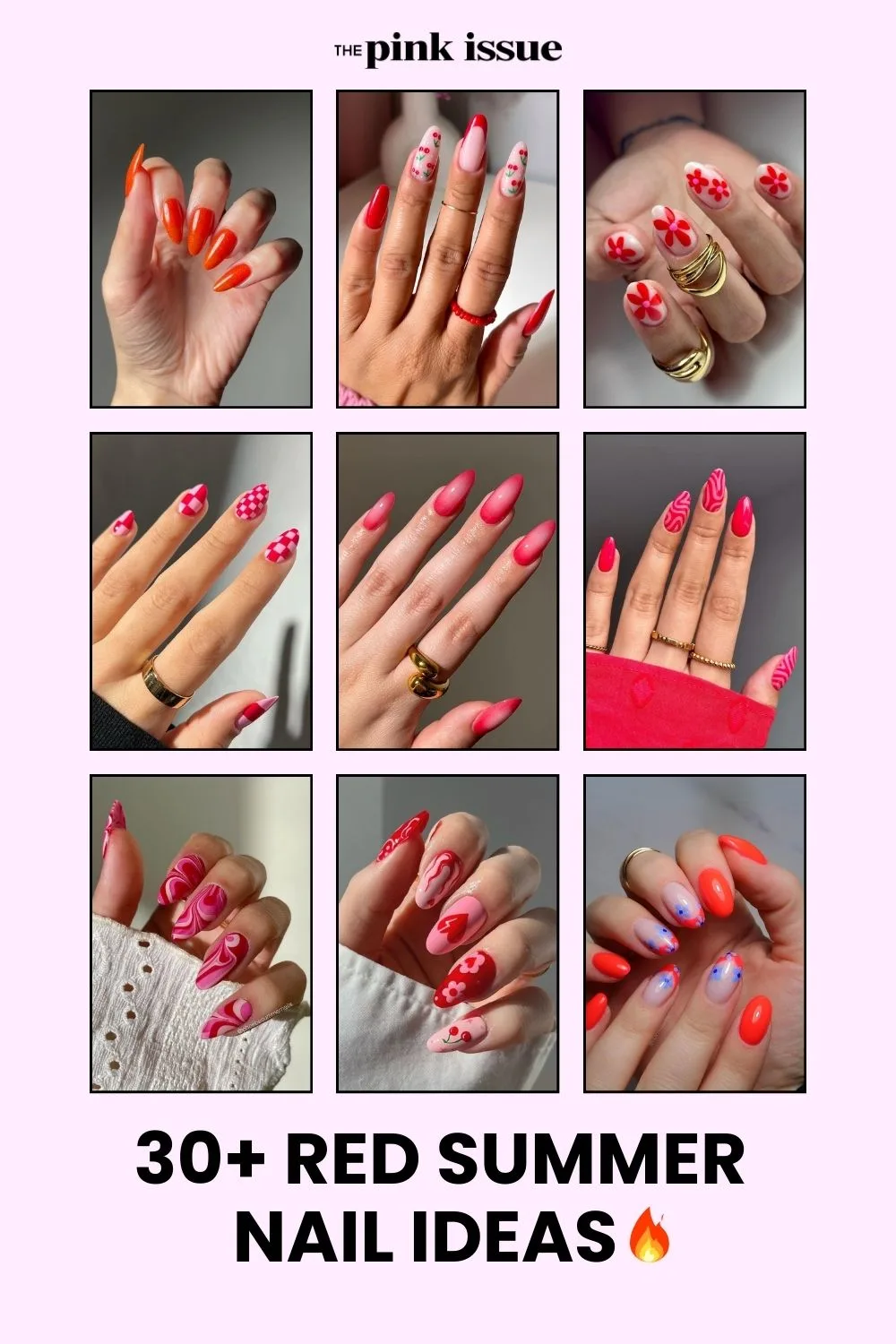 Red summer nail ideas Pinterest