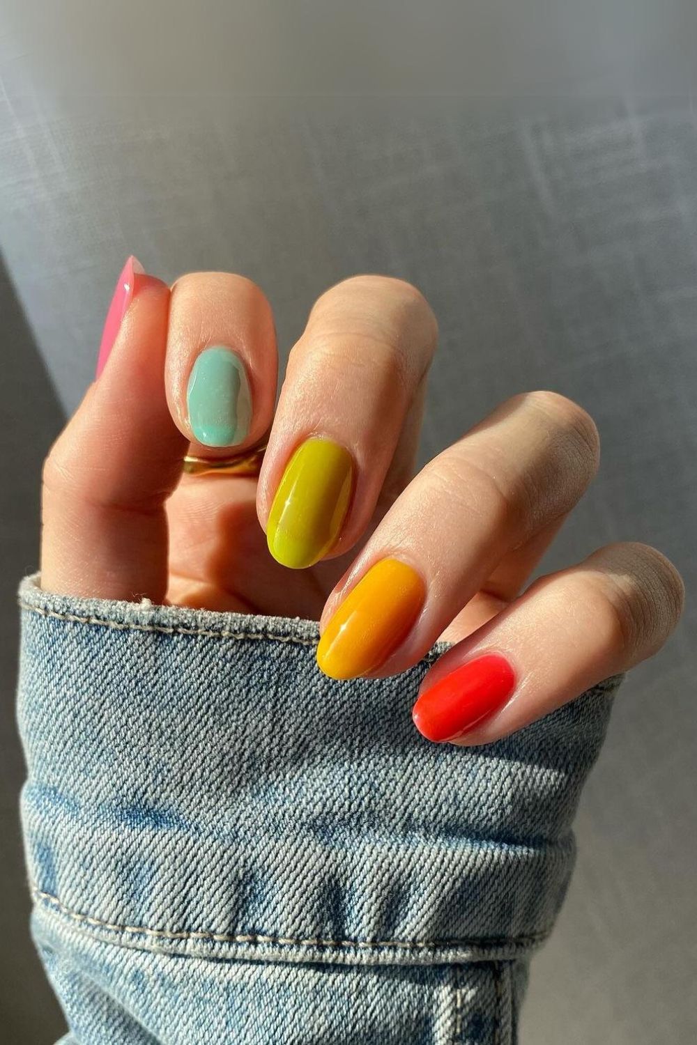 Skittle summer nails