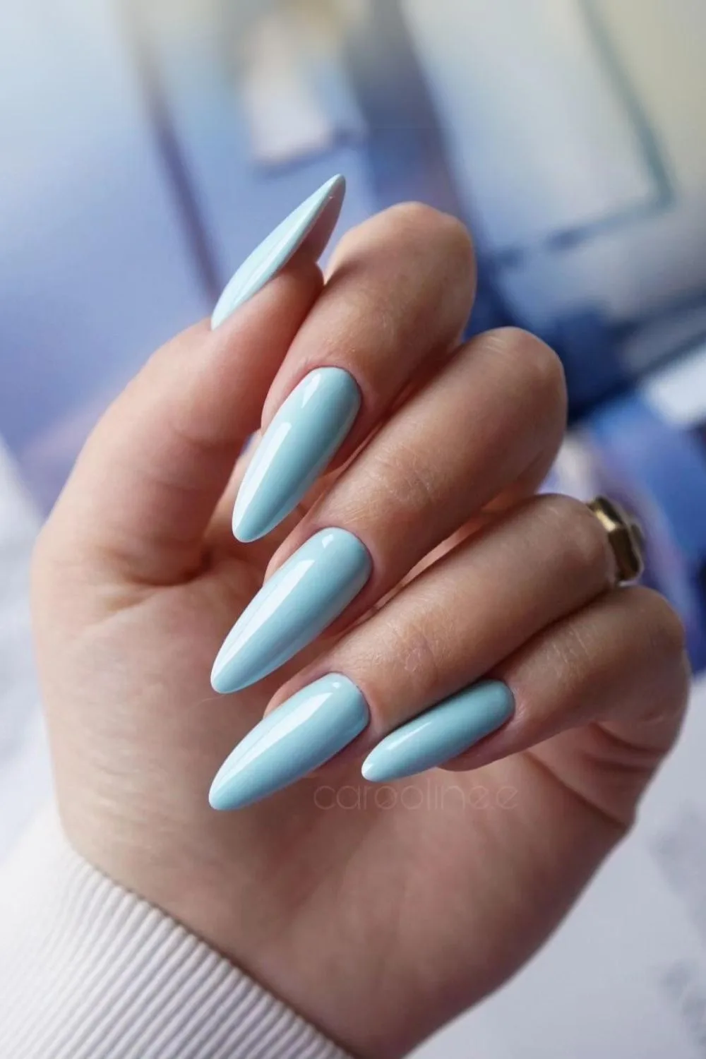 Sky blue nails