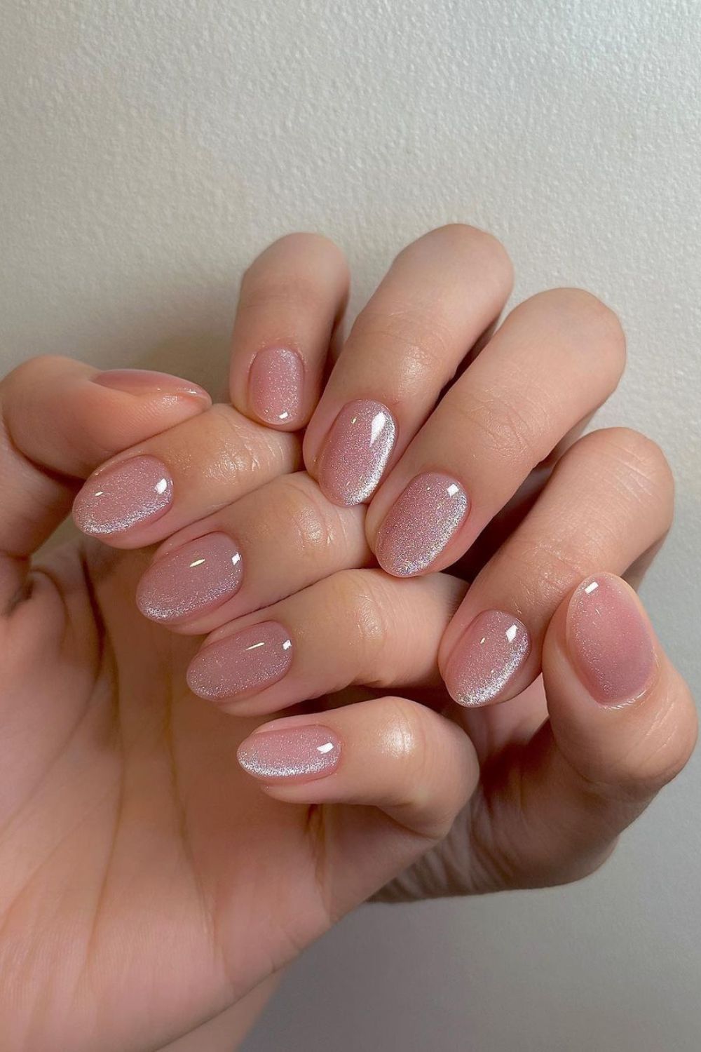 Soft pink velvet nails