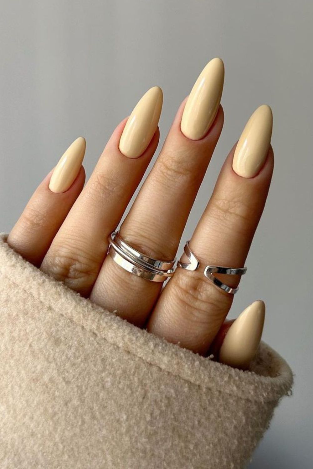 Solid butter yellow nails