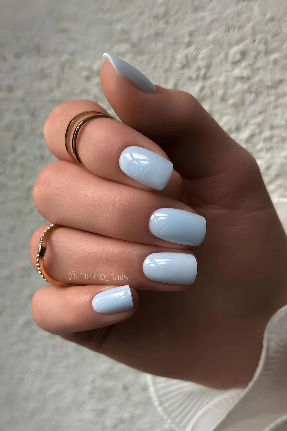 Solid light blue manicure