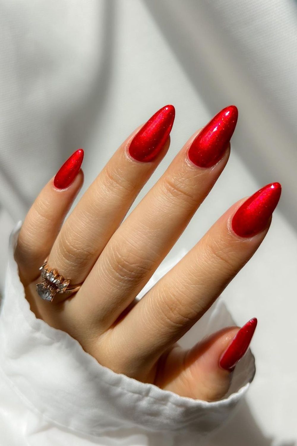 Sparkly crimson red nails