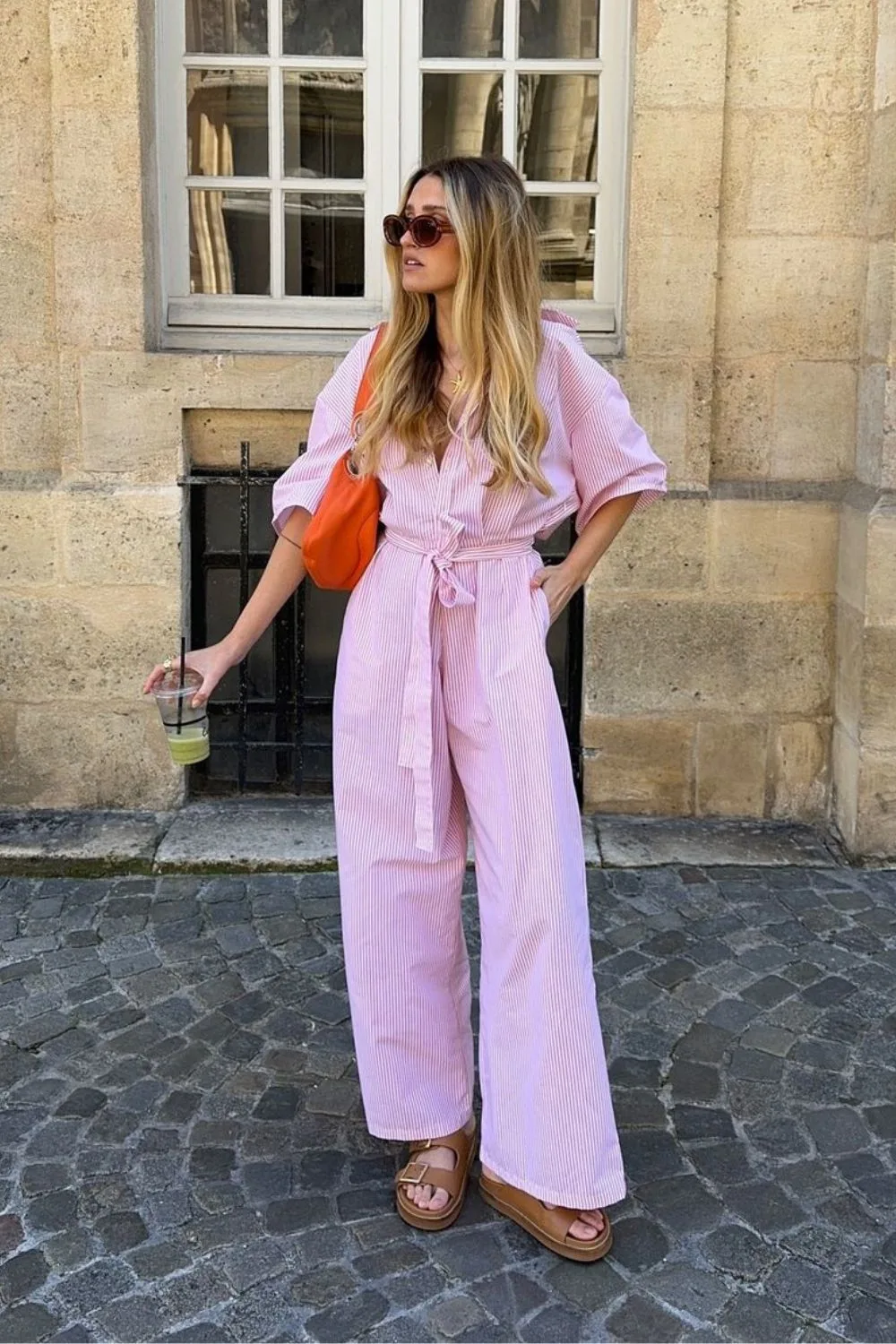 Striped summer jumpsuit