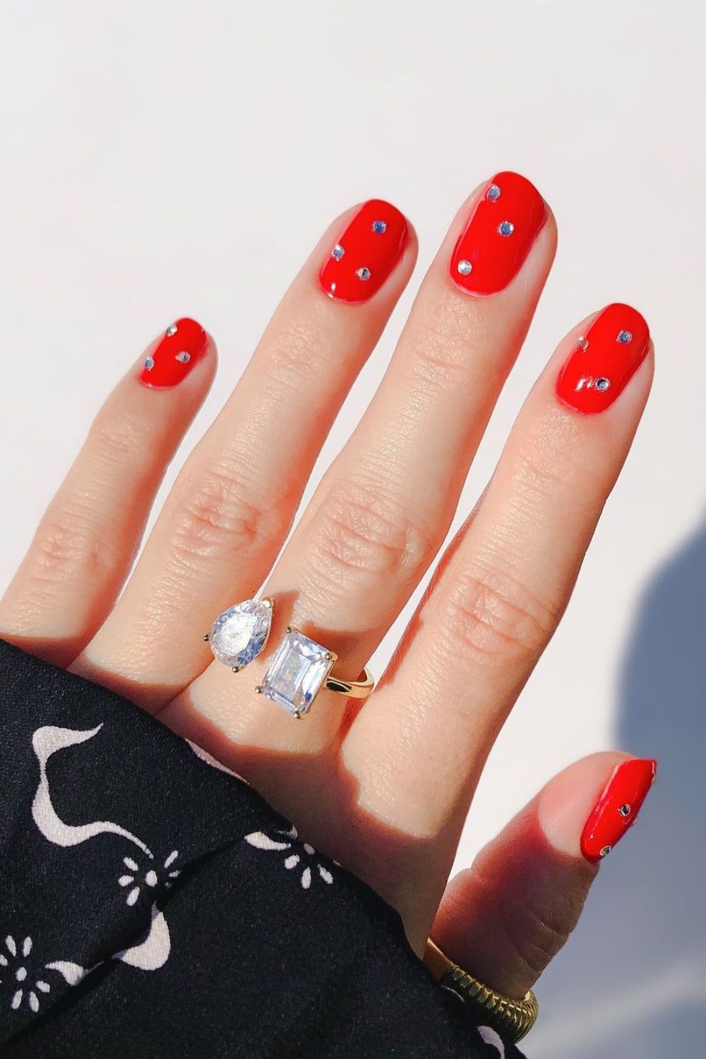 Studded red nails