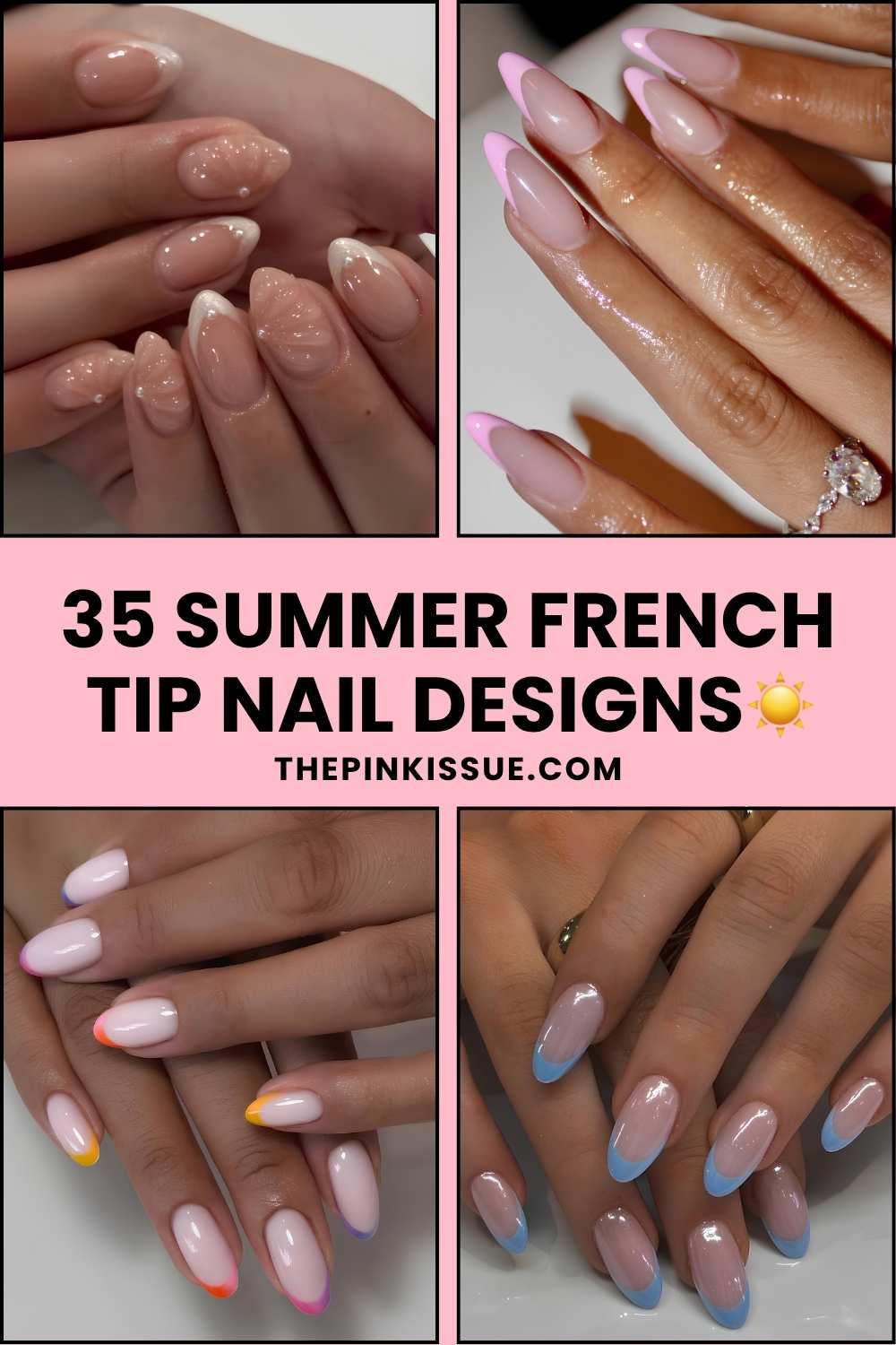 Summer French tip nail designs Pinterest