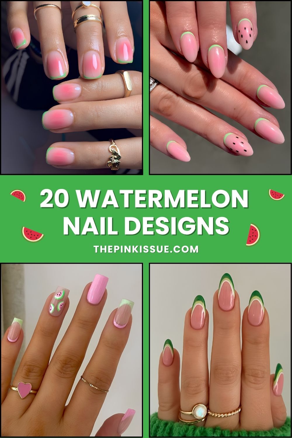 Watermelon nails Pinterest