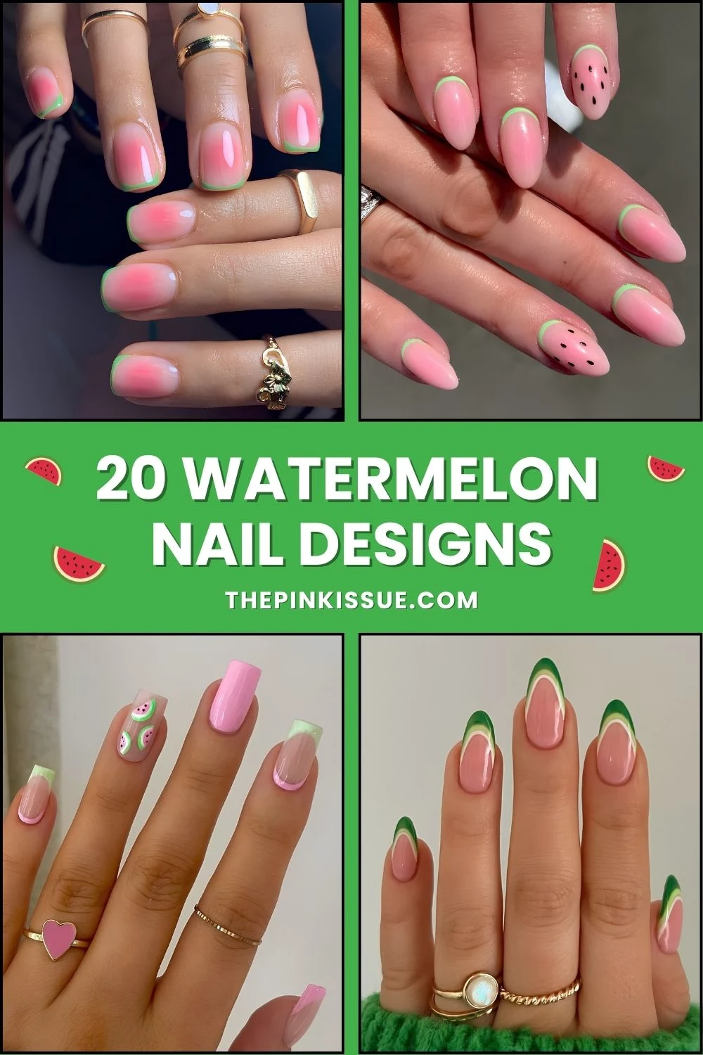Watermelon nails Pinterest
