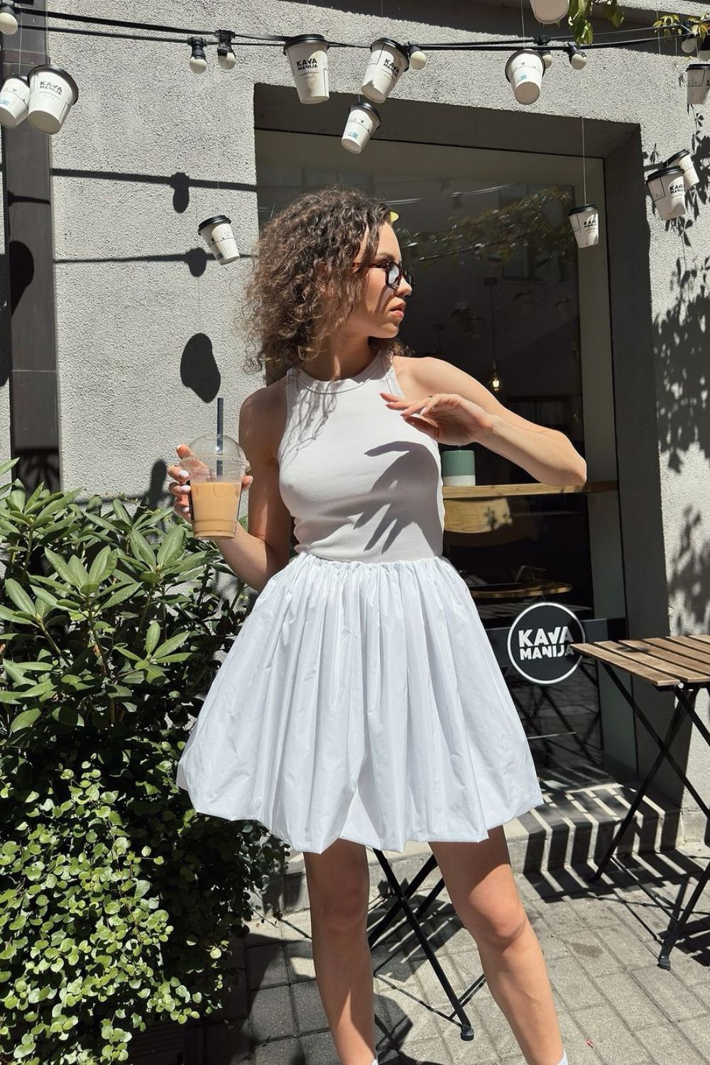 White Tank Top and Skirt