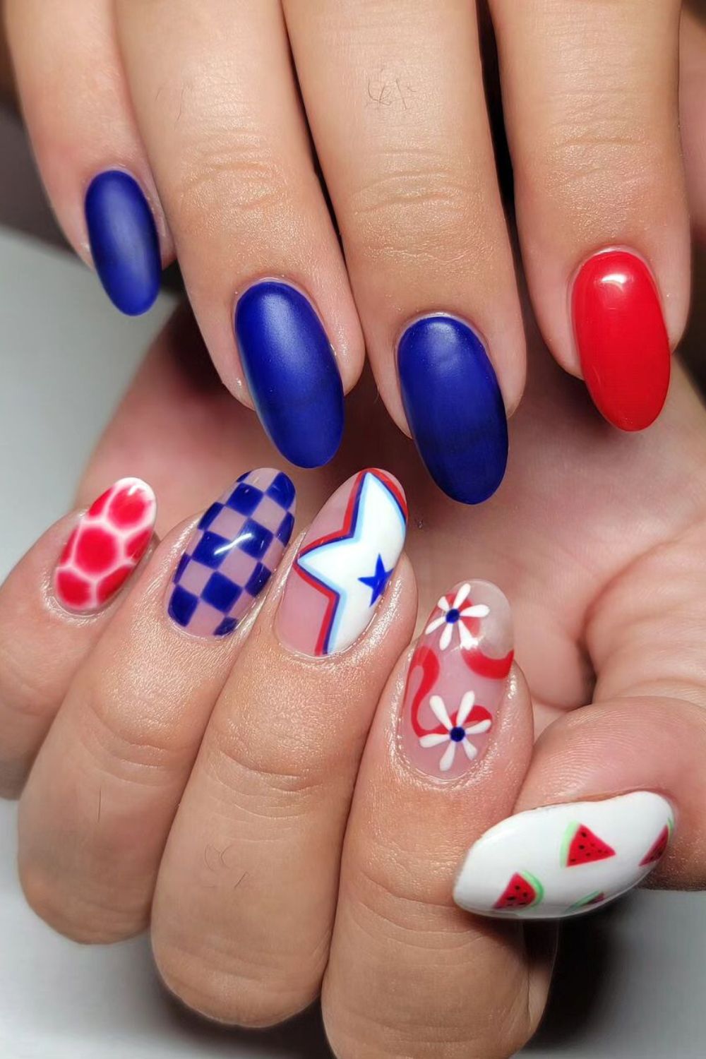 american flag matte nails