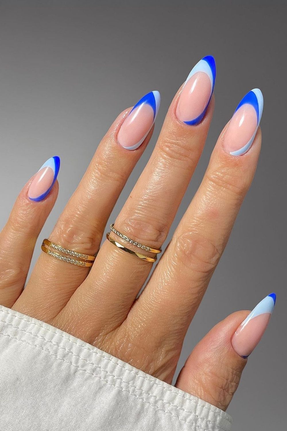 blue french nails