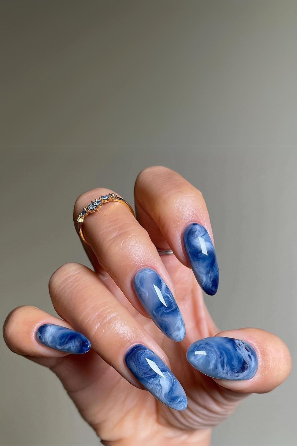 blue marble summer nails