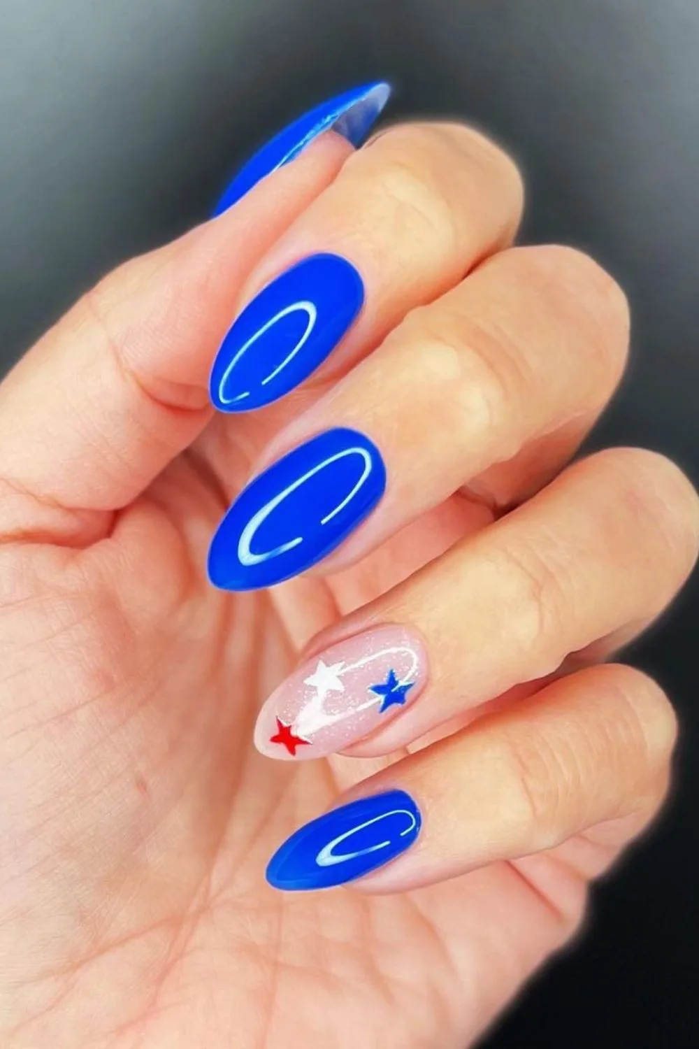 blue nails with star details