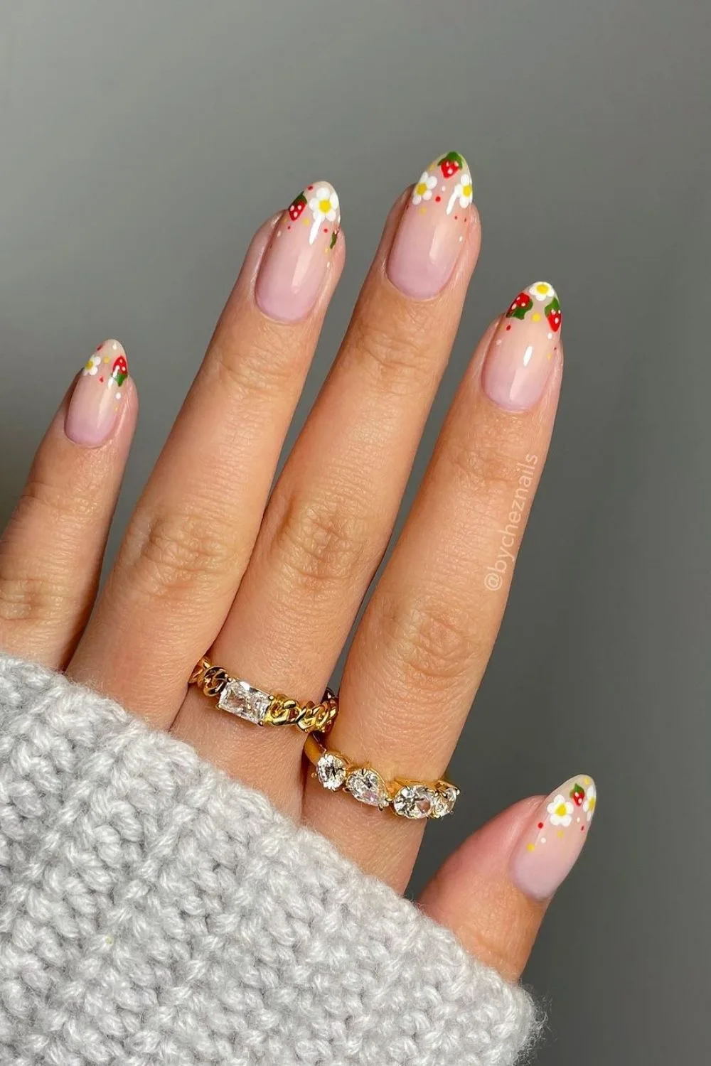 flower strawberry nails