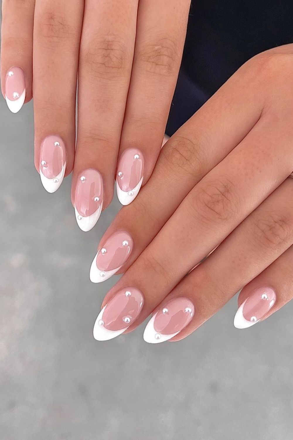 french manicure with gems