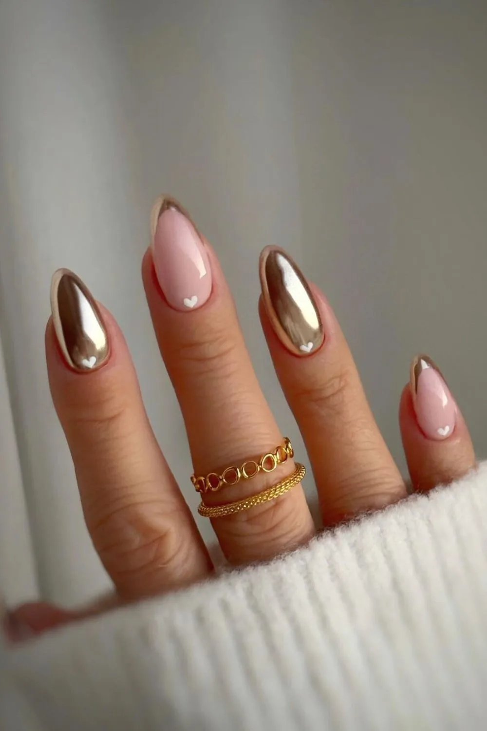 golden chrome wedding nails