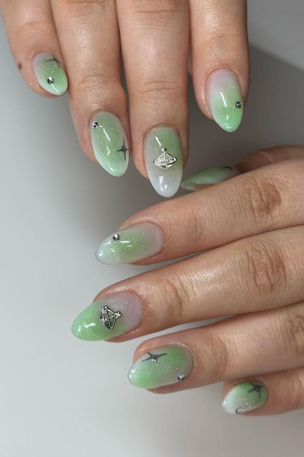 Jade green aura nails