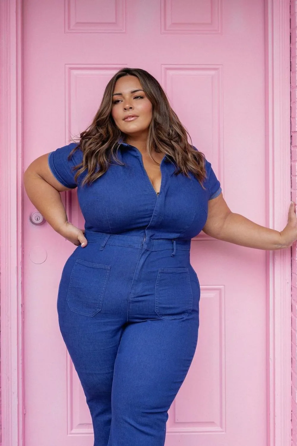 jeans jumpsuit on in plus size